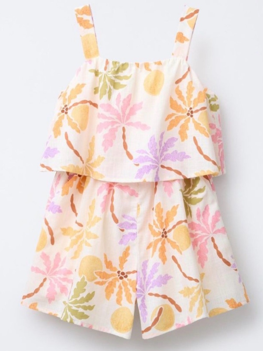 Zara Girls Tropical Palm Print Romper Size 9-10